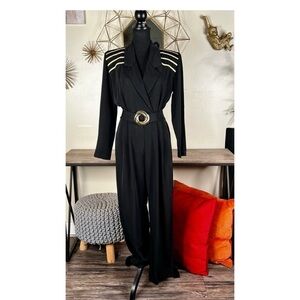Vintage Black Jumpsuit with Gold Accents